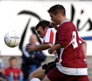 23 July 2004; Damien Brennan, Derry City, in action against Barry Moran, Galway United. FAI Carlsberg Cup, Second Round, Galway United v Derry City, Terryland Park, Galway. Picture credit; David Maher / SPORTSFILE