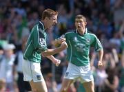 18 July 2004; Eoin Keating, Limerick, celebrates after scoring his sides second goal from a penalty. Bank of Ireland Munster Senior Football Championship Final Replay, Kerry v Limerick, Fitzgerald Stadium, Killarney, Co. Kerry. Picture credit; Brendan Moran / SPORTSFILE