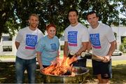 10 September 2013; Pictured at the launch of the second annual ARC Cancer Support Torch of Hope Relay is Leinster rugby players, from left, Luke Fitzgerald, Kevin McLaughlin, and Shane Jennings with participant in the Torch of Hope Relay Gemma Dowling, age 27, from Skerries, who has Hodgkins Lymphoma and is attending ARC Cancer Support. The Relay takes place around Dublin Bay on Sunday October 13, in which families, friends and communities who have been affected by cancer unite and honour lost loved ones. The relay, in which people can walk or run, starts on both the Northside and the Southside, ultimately converging on the Samuel Beckett Bridge. For more information and to register for the event, visit www.arccancersupport.ie. ARC Cancer Support Centre is Leinster Rugby’s Charity of the Year. Leinster Rugby, UCD, Belfield, Dublin. Picture credit: Brian Lawless / SPORTSFILE