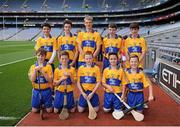 8 September 2013; The Clare team, back row, left to right, Luke Mallion, Danny O'Leary, Nathan Earner, Ciarán Doherty, Maitiœ O'Donohoe, front row, left to right, Thomas Brennan, Jack Corry, Seán Murnane, James Grogan, Gareth Gifford. INTO/RESPECT Exhibition GoGames during the GAA Hurling All-Ireland Senior Championship Final between Cork and Clare, Croke Park, Dublin. Picture credit: Dáire Brennan / SPORTSFILE