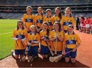 8 September 2013; The Clare camogie team, back row, left to right, Meadbh Scally, Saoirse Byrne-Somesan, Lorna Foley, Louise O'Callaghan, Mairéad Comer, front row, left to right, Eimear Duffy, Christine Kirk, Tara Bolger, Sasha Maguire, Grace O'Halloran. INTO/RESPECT Exhibition GoGames during the GAA Hurling All-Ireland Senior Championship Final between Cork and Clare, Croke Park, Dublin. Picture credit: Dáire Brennan / SPORTSFILE