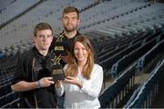 11 September 2013; The GAA/GPA All-Stars sponsored by Opel are delighted to announce Aidan O'Shea, Mayo, and Tony Kelly, Clare, as the Players of the Month for August in football and hurling respectively. Tony, left, and Aidan are presented with their GAA / GPA Player of the Month Award for August, sponsored by Opel - by Emma O'Carroll, Marketing Executive Opel Ireland. Croke Park, Dublin. Picture credit: Brian Lawless / SPORTSFILE