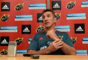 11 September 2013; Munster head coach Rob Penney during a press conference ahead of their Celtic League 2013/14, Round 2, game against Zebre on Friday. Munster Rugby Press Conference, Cork Instutute of Technology, Bishopstown, Cork. Picture credit: Diarmuid Greene / SPORTSFILE