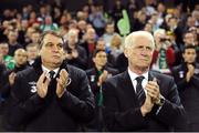 14 November 2012; Republic of Ireland manager Giovanni Trapattoni, right, and assistant manager Marco Tardelli before the game. Friendly International, Republic of Ireland v Greece, Aviva Stadium, Lansdowne Road, Dublin. Picture credit: David Maher / SPORTSFILE