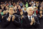 14 November 2012; Republic of Ireland manager Giovanni Trapattoni, right, and assistant manager Marco Tardelli before the game. Friendly International, Republic of Ireland v Greece, Aviva Stadium, Lansdowne Road, Dublin. Picture credit: David Maher / SPORTSFILE