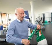 13 February 2008; Giovanni Trapattoni holds an Irish scarf in his office after a press conference at the Red Bull Salzburg training grounds. Trapattoni revealed at the news conference that the FAI had offered him a two year contract as the Republic of Ireland manager. Red Bull Salzburg Training Grounds, Salzburg, Austria. Picture credit: David Maher / SPORTSFILE