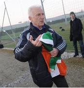 13 February 2008; Giovanni Trapattoni holds the Tricolour after a training session. Trapattoni revealed at the news conference earlier that the FAI had offered him a two year contract as the Republic of Ireland manager. Red Bull Salzburg Training Grounds, Salzburg, Austria. Picture credit: David Maher / SPORTSFILE