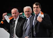 1 May 2008; The new Republic of Ireland manager Giovanni Trapattoni with Liam Brady and Marco Tardelli at his first press conference. Concert Hall, Royal Dublin Society, Ballsbridge, Dublin. Picture credit: Brian Lawless / SPORTSFILE