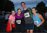 10 September 2013; From left, Aisling Riordan, Sinead Hussey, Conor Brophy, and Louise Heraghty, running for RTÉ in the Grant Thornton 5k Corporate Team Challenge 2013. Dublin Docklands, Dublin. Photo by Sportsfile