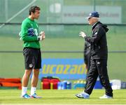 22 May 2012; Republic of Ireland manager Giovanni Trapattoni with Stephen Kelly during squad training ahead of their International Friendly against Bosnia & Herzegovina on Saturday. Republic of Ireland Squad Training, Gannon Park, Malahide, Co. Dublin. Picture credit: David Maher / SPORTSFILE