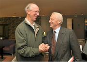 20 September 2010; Former Republic of Ireland manager Jack Charlton meets current manager Giovanni Trapattoni at launch of the new 'Biggest Save' Airtricity campaign, Clarion Hotel, Dublin. Picture credit: David Maher / SPORTSFILE