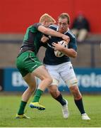 11 September 2013; Shane Buckley, Munster A, is tackled by Darragh Leader, Connacht Eagles. 'A' Interprovincial, Munster A v Connacht Eagles, Musgrave Park, Cork. Picture credit: Diarmuid Greene / SPORTSFILE