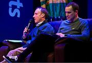 28 February 2024;  Robbie Power, Ex Jockey & BoyleSports Ambassador, left, and Tony Keenan, At The Races, in discussion with the rest of the panel during the BoyleSports Cheltenham Preview Night in aid of SVP at the Bardic Theatre in Donaghmore, Tyrone. Photo by Ramsey Cardy/Sportsfile
