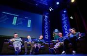 28 February 2024; On-stage, from left, Johnny Dineen of Upping The Ante, David Casey, Assistant Trainer to Willie Mullins, trainer Gavin Cromwell, Robbie Power, Ex Jockey & BoyleSports Ambassador, and Tony Keenan, At The Races during the BoyleSports Cheltenham Preview Night in aid of SVP at the Bardic Theatre in Donaghmore, Tyrone. Photo by Ramsey Cardy/Sportsfile