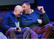 28 February 2024; David Casey, Assistant Trainer to Willie Mullins, and trainer Gavin Cromwell, in discussion with the rest of the panel during the BoyleSports Cheltenham Preview Night in aid of SVP at the Bardic Theatre in Donaghmore, Tyrone. Photo by Ramsey Cardy/Sportsfile