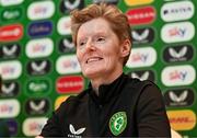 26 February 2024; Manager Eileen Gleeson during a Republic of Ireland women press conference at the Castleknock Hotel in Castleknock, Dublin. Photo by Tyler Miller/Sportsfile