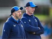 26 February 2024; Backs coach Andrew Goodman, left, with head coach Leo Cullen during a Leinster rugby squad training session at UCD in Dublin. Photo by Piaras Ó Mídheach/Sportsfile