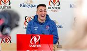 26 February 2024; James Hume during a Ulster rugby media conference at Kingspan Stadium in Belfast. Photo by John Dickson/Sportsfile