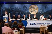 24 February 2024; GAA diversity and inclusion officer Ger McTavish speaking during the GAA Congress at Canal Court Hotel in Newry, Down. Photo by Piaras Ó Mídheach/Sportsfile