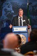 24 February 2024; Chairman of the GAA national pitch maintenance workgroup Kieran McGann speaking during the GAA Congress at Canal Court Hotel in Newry, Down. Photo by Piaras Ó Mídheach/Sportsfile