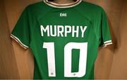 27 February 2024; A general view of the jersey of Emily Murphy before the international women's friendly match between Republic of Ireland and Wales at Tallaght Stadium in Dublin. Photo by David Fitzgerald/Sportsfile