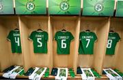 27 February 2024; A general view of jerseys before the international women's friendly match between Republic of Ireland and Wales at Tallaght Stadium in Dublin. Photo by David Fitzgerald/Sportsfile