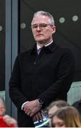 27 February 2024; Uachtarán Chumann Lúthchleas Gael Jarlath Burns before the UEFA Women’s Nations League play-off second leg match between Northern Ireland and Montenegro at National Football Stadium at Windsor Park in Belfast. Photo by Sportsfile