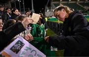 27 February 2024; Jessie Stapleton of Republic of Ireland signs autographs for supporters after the international women's friendly match between Republic of Ireland and Wales at Tallaght Stadium in Dublin. Photo by David Fitzgerald/Sportsfile
