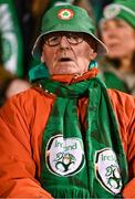 27 February 2024; A Republic of Ireland supporter during the international women's friendly match between Republic of Ireland and Wales at Tallaght Stadium in Dublin. Photo by Tyler Miller/Sportsfile