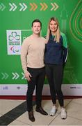 28 February 2024; Irish para-dressage athlete Sarah Slattery and her husband Jonathan Madden at The Helix in DCU, Dublin, for Paralympics Ireland's '6 Months to Go' event ahead of the Paralympic Games 2024 in Paris, France. Photo by Seb Daly/Sportsfile