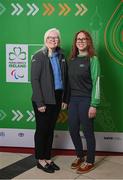 28 February 2024; Sara McFadden, left, and Rosie Keogh of Vision Sports at The Helix in DCU, Dublin, for Paralympics Ireland's '6 Months to Go' event ahead of the Paralympic Games 2024 in Paris, France. Photo by Seb Daly/Sportsfile