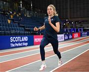 29 February 2024; Sarah Healy of Ireland during the official team training session ahead of the World Indoor Athletics Championships 2024 at Emirates Arena in Glasgow, Scotland. Photo by Sam Barnes/Sportsfile