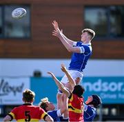 29 February 2024; Eoin Farrell of St Mary’s College during the Bank of Ireland Leinster Schools Junior Cup quarter-final match between St Mary's College and CBC Monkstown at Energia Park in Dublin. Photo by Daire Brennan/Sportsfile