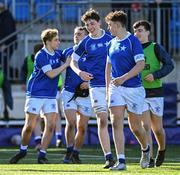 29 February 2024; James Whitty of St Mary’s College celebrates after the Bank of Ireland Leinster Schools Junior Cup quarter-final match between St Mary's College and CBC Monkstown at Energia Park in Dublin. Photo by Daire Brennan/Sportsfile