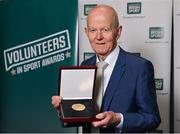 29 February 2024; Lorcan Murphy of Iveragh AC, Kerry, with his award during the Federation of Irish Sport Volunteers in Sport Awards at The Crowne Plaza Hotel in Blanchardstown, Dublin. Photo by Seb Daly/Sportsfile