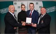29 February 2024; Award winner Phelim Halligan of Claremorris Ultimate Kickboxing Club, Mayo, with his wife Nelly, Head of Mayo Sports Partnership Charlie Lambert, left, and chair of Mayo Sports Partnership and Cathaoirleach Mayo County Council Michael Loftus during the Federation of Irish Sport Volunteers in Sport Awards at The Crowne Plaza Hotel in Blanchardstown, Dublin. Photo by Seb Daly/Sportsfile