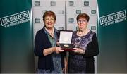 29 February 2024; Award winner Sally Kavanagh of Waterford Hockey Club, Waterford, with sister Anne Marie Kavanagh during the Federation of Irish Sport Volunteers in Sport Awards at The Crowne Plaza Hotel in Blanchardstown, Dublin. Photo by Seb Daly/Sportsfile