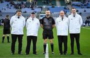 24 February 2024; Referee Kevin Jordan and his umpires before the Allianz Hurling League Division 1 Group B match between Dublin and Limerick at Croke Park in Dublin. Photo by Brendan Moran/Sportsfile