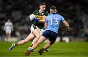 24 February 2024; Cillian Burke of Kerry in action against Paddy Small of Dublin during the Allianz Football League Division 1 match between Dublin and Kerry at Croke Park in Dublin. Photo by Brendan Moran/Sportsfile