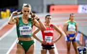 1 March 2024; Sharlene Mawdsley of Ireland before her heat of the Women's 400m during day one of the World Indoor Athletics Championships 2024 at Emirates Arena in Glasgow, Scotland. Photo by Sam Barnes/Sportsfile