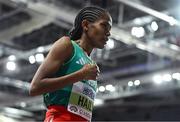 1 March 2024; Freweyni Hailu of Ethiopia after winning her heat of the Women's 1500m during day one of the World Indoor Athletics Championships 2024 at Emirates Arena in Glasgow, Scotland. Photo by Sam Barnes/Sportsfile