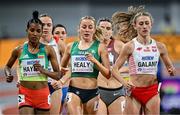 1 March 2024; Sarah Healy of Ireland, centre, competes in her Women's 1500m heat during day one of the World Indoor Athletics Championships 2024 at Emirates Arena in Glasgow, Scotland. Photo by Sam Barnes/Sportsfile