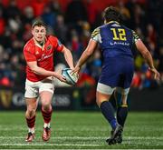 1 March 2024; Tony Butler of Munster in action against Damiano Mazza of Zebre Parma during the United Rugby Championship match between Munster and Zebre Parma at Virgin Media Park in Cork. Photo by Brendan Moran/Sportsfile