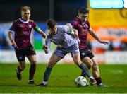 1 March 2024; Barry Baggley of Waterford in action against Edward McCarthy of Galway United during the SSE Airtricity Men's Premier Division match between Galway United and Waterford at Eamonn Deacy Park in Galway. Photo by Tyler Miller/Sportsfile