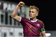 1 March 2024; Conor McCormack of Galway United celebrates after his side's victory in the SSE Airtricity Men's Premier Division match between Galway United and Waterford at Eamonn Deacy Park in Galway. Photo by Tyler Miller/Sportsfile