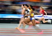 2 March 2024; Zoe Hobbs of New Zealand, second from left, competes in the women's 60m heats during day two of the World Indoor Athletics Championships 2024 at Emirates Arena in Glasgow, Scotland. Photo by Sam Barnes/Sportsfile