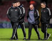 1 March 2024; Cork City manager Tim Clancy, left, with his coaching staff leave the field at half time during the SSE Airtricity Men's First Division match between Cork City and UCD at Turner's Cross in Cork. Photo by Michael P Ryan/Sportsfile