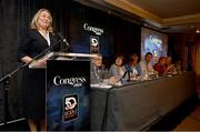 2 March 2024; Leinster LGFA President Trina Murray addresses delegates after being confirmed as Uachtarán Tofa of the LGFA during the LGFA Annual Congress at The Falls Hotel in Ennistymon, Clare. Photo by Brendan Moran/Sportsfile