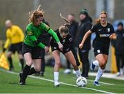 2 March 2024; Casey Howe of Athlone Town in action against Lauryn O'Callaghan of Peamount United during the 2024 Women's President's Cup match between Athlone Town and Peamount United at Athlone Town Stadium in Athlone, Westmeath. Photo by Tyler Miller/Sportsfile