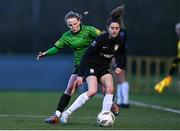 2 March 2024; Kellie Brennan of Athlone Town in action against Freya Healy of Peamount United during the 2024 Women's President's Cup match between Athlone Town and Peamount United at Athlone Town Stadium in Athlone, Westmeath. Photo by Tyler Miller/Sportsfile